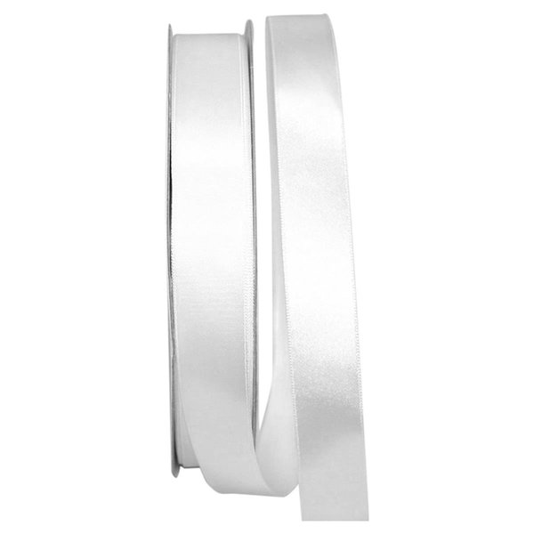 Reliant Ribbon 0.875 in. 100 Yards Single Face Satin Ribbon, White 5150-030-05C